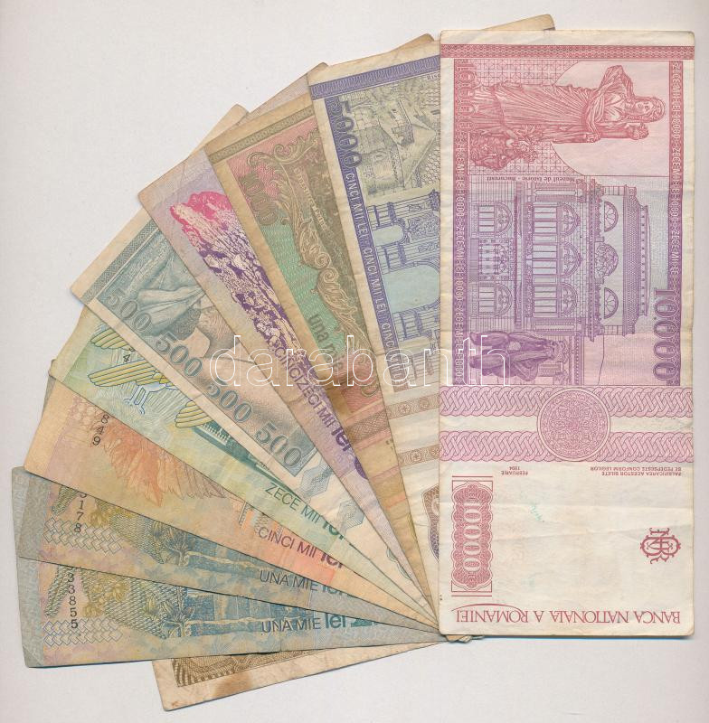 Románia 1966-1999. 1L-50.000L (10db, 9xklf) T:III,III- Romania 1966-1999. 1 Leu - 50.000 Lei (10pcs, 9xdiff) C:F,VG - Image 2