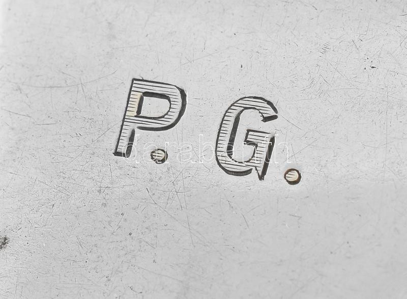 Ezüst (Ag) cigaretta tárca, Payer Gizella képzőművész monogramjával, cca 1930, jelzett, 7×9 cm, 85 g - Image 2