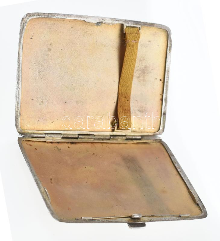 Ezüst (Ag) cigaretta tárca, Payer Gizella képzőművész monogramjával, cca 1930, jelzett, 7×9 cm, 85 g - Image 3
