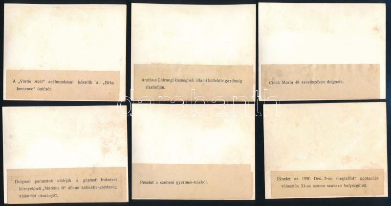 1950 Románia 6 db feliratozott szocreál fotó vegyes állapotban 9x7 cm - Image 2
