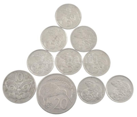 Új-Zéland 1981-2002. 5c-20c 'II. Erzsébet' (10db, 8xklf) T:2,2- New Zealand 1981-2002. 5 Cents - 20 Cents 'Elizabeth II' (10pcs, 8xdiff) C:XF,VF
