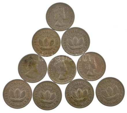 Nigéria 1959. 6p Cu-Ni 'II. Erzsébet' (10db) T:2-3 Nigeria 1959. 6 Pence Cu-Ni 'Elizabeth II' (10pcs) C:XF-F Krause KM#4