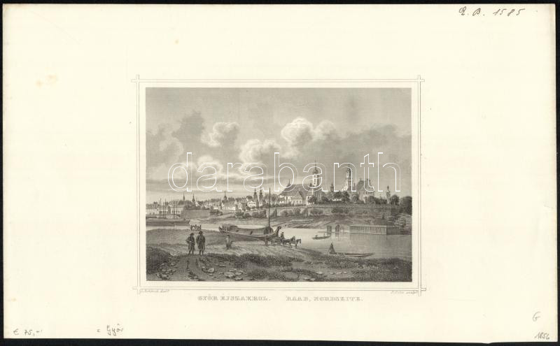 cca 1860 Ludwig Rohbock (1820-1883): Győr éjszakról. Acélmetszet. 17x14 cm