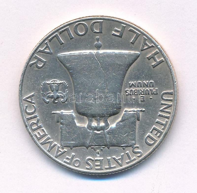 Amerikai Egyesült Államok 1963D 1/2$ Ag 'Franklin' T:2,2- kis ph, kis ü. USA 1963D 1/2 Dollar Ag 'Franklin' C:XF,VF small edge error, small ding Krause KM#199 - Image 2