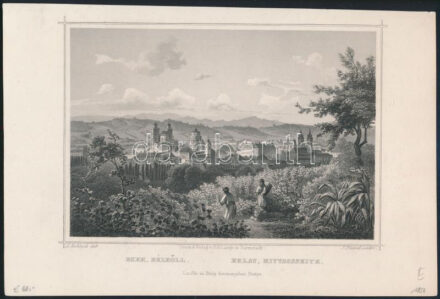 cca 1850 Ludwig Rohbock (1820-1883): Eger, Déllről Acélmetszet. 17x14 cm