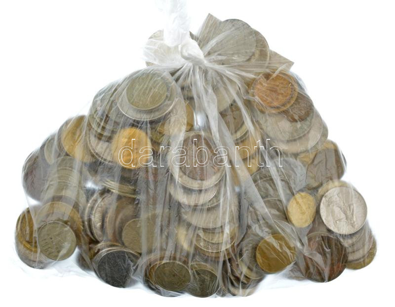 Vegyes, főleg külföldi érmetétel ~1kg súlyban T:vegyes Mixed, mostly foreign coin lot (~1kg) C:mixed