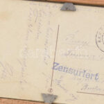 2 db régi, üvegezett fa képkeret, benne megírt tábori posta képeslapokkal (s: Bansi), 17x12 cm, látható méret: 13x8 cm - Image 2