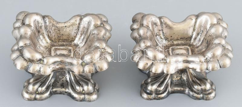 1860 antik ezüst (Ag) fűszertartópár, mester: Mayer. nettó: 177,1g, 10x8,5x6cm