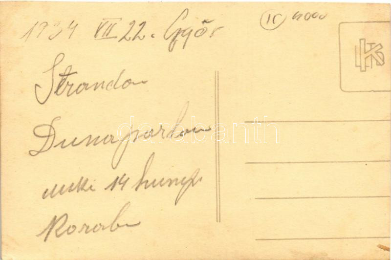 1934 Győr, Duna parti strand, család. photo (12,6 x 8,3 cm) - Image 2