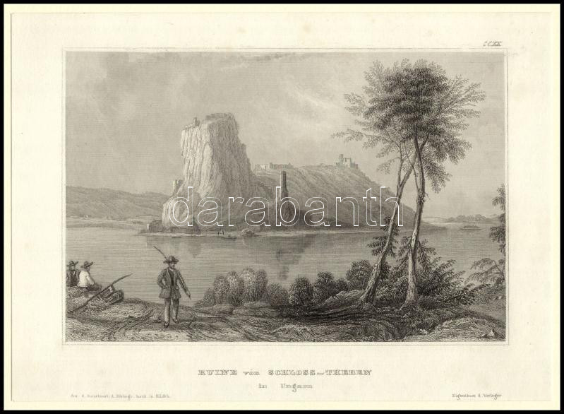 cca 1840 Dévény romjai, acélmetszet, paszpartuban 15x10 cm, - Image 2