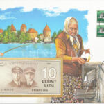 Litvánia 1991. 10L felbélyegzett borítékban, bélyegzéssel T:I Lithuania 1991. 10 Litu in envelope with stamp and cancellation C:UNC