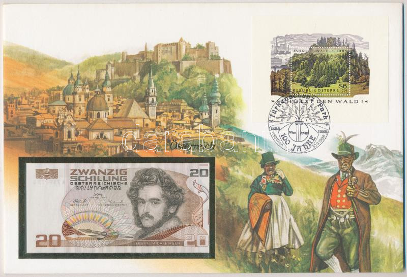 Ausztria 1986. 20Sch felbélyegzett borítékban, bélyegzéssel T:I Ausztria 1986. 20 Schilling in envelope with stamp and cancellation C:UNC