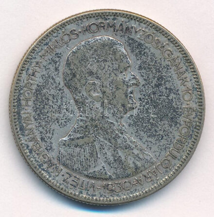 1930. 5P Ag 'Horthy jobbra' T:2- patina Adamo P8