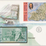 Guernsey 1980-1989. 1P felbélyegzett borítékban, bélyegzéssel T:I Guernsey 1980-1989. 1 Pound in envelope with stamp and cancellation C:UNC