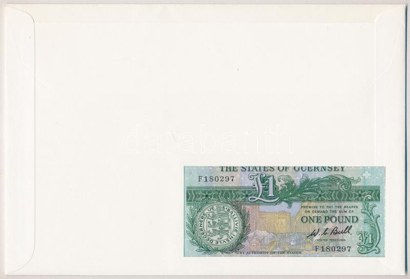 Guernsey 1980-1989. 1P felbélyegzett borítékban, bélyegzéssel T:I Guernsey 1980-1989. 1 Pound in envelope with stamp and cancellation C:UNC - Image 2