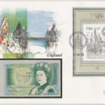 Nagy-Britannia / Anglia 1981-1984. 1P felbélyegzett borítékban, bélyegzéssel T:I Great Britain / England 1981-1984. 1 Pound in envelope with stamp and cancellation C:UNC