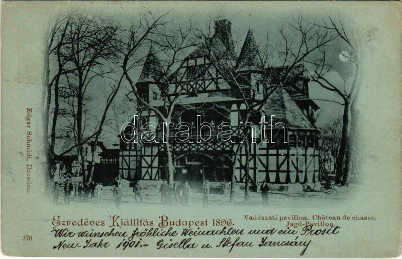 1901 Budapest XIV. Ezredéves Kiállítás 1896, Vadászati pavilon este (EK)