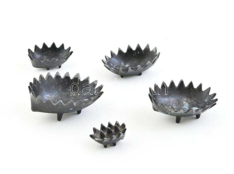 5 darabos sünis tálka készlet, fém, d: 4-9cm