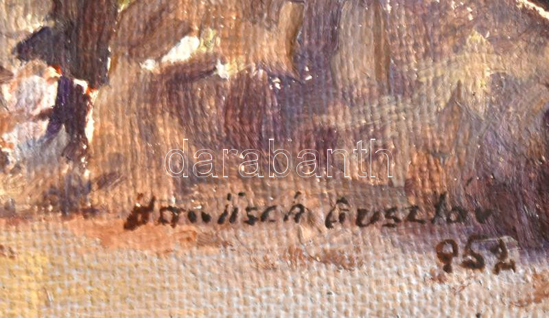 Haulisch Gusztáv (?-?): Erdőrészlet sziklákkal. Olaj, vászon, kartonra kasírozva, jelzett. Dekoratív fakeretben, 18,5×24 cm - Image 2