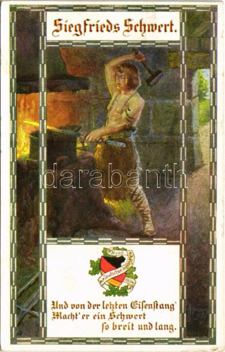 1917 Siegfrieds Schwert. Bund der Deutschen in Böhmen, Bundeskarte 154. / Union of Germans in Czech, propaganda s: F. Kuderna (EK)