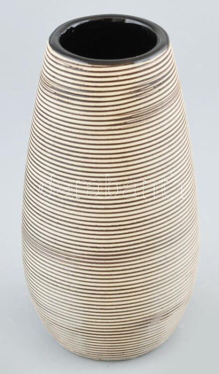 Csíkos kerámia váza, hibátlan, m: 18 cm