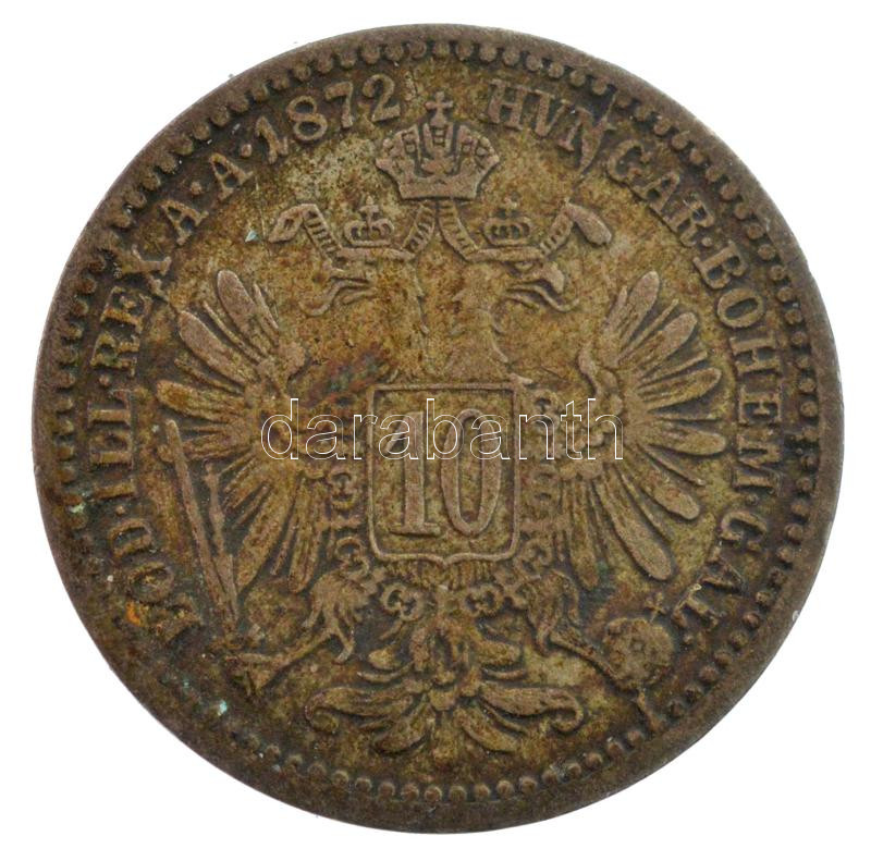 Ausztria 1872. 10kr Ag 'Ferenc József' T:2-,3 patina Austria 1872. 10 Kreuzer Ag 'Franz Joseph' C:VF,F patina Krause KM#2206