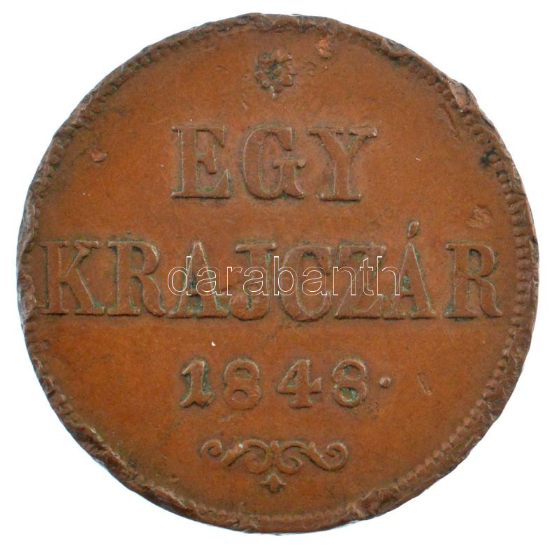 1848. 1kr Cu T:3 több ph., karc Adamo B1