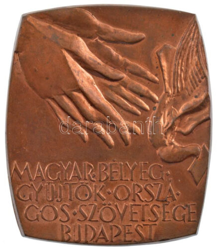 1980. 'Magyar Bélyeggyűjtők Országos Szövetsége Budapest / Magyarország-Belgium 1980' egyoldalas bronz plakett (65x56mm) T:1-