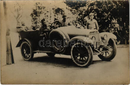 Osztrák-magyar katonák automobilban / WWI Austro-Hungarian K.u.K. military, soldiers in an automobile. photo