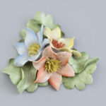 Herendi porcelán virágcsokor, kézzel festett, jelzett, sérült, d: 10 cm
