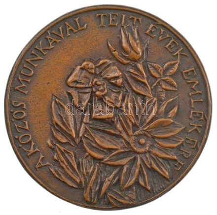 Jovánovics György (1939-) DN 'A közös munkával telt évek emlékére' egyoldalas bronz emlékérem (85mm) T:1-
