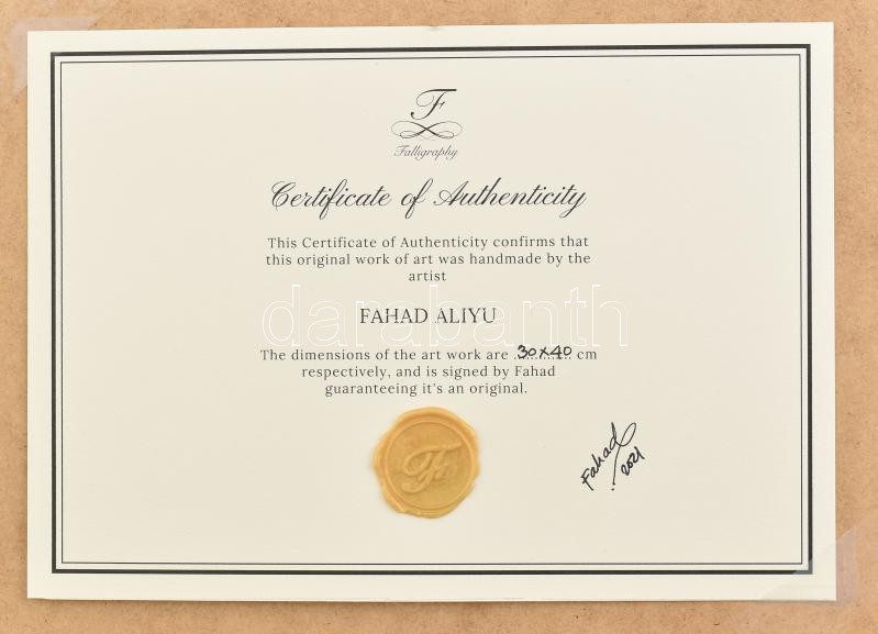 Fahad Alyu: Bob Marley. Tus, papír. jelzett 30x40 cm Üvegezett keretben, hátoldalt tanusítvánnyal - Image 3