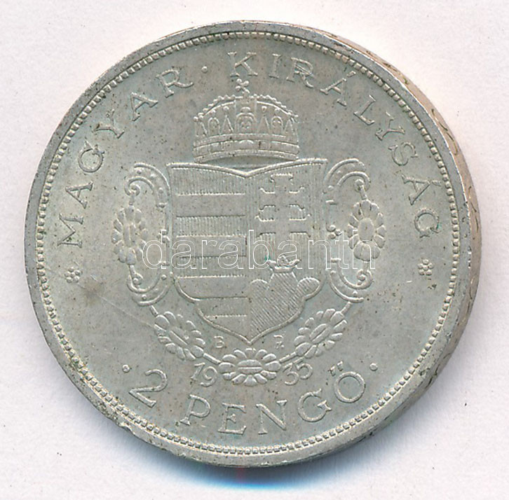 1935. 2P Ag 'Rákóczi' T:1- patina, kis ph. Adamo P7.2 - Image 2