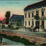 Kovásznafürdő, Baile Covasna; Kossuth tér, Szabó nyomda, üzlet, lovaskocsi / square, publishing house, shop, horse-drawn carriage