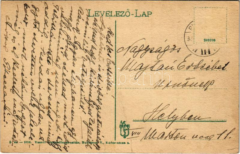 Galgóc, Frasták, Hlohovec; Római katolikus templom. Vasúti levelezőlapárusítás 5. sz. 1918. / Catholic church (fa) - Image 2
