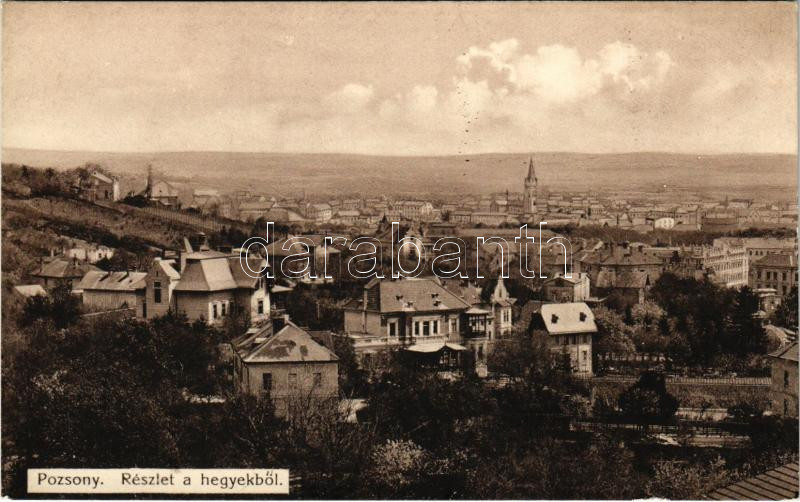 Pozsony, Pressburg, Bratislava; Részlet a hegyekből, villák. Hardtmuth E. kiadása / general view, villas