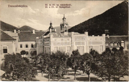 Trencsénteplic-fürdő, Kúpele Trencianske Teplice; III. és IV. tükörfürdő. Wertheim Zsigmond kiadása / III. & IV. kl. Spiegelbad / spa, bathhouses (EK)