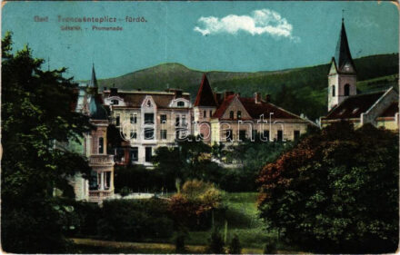 1914 Trencsénteplic-fürdő, Kúpele Trencianske Teplice; Sétatér. Wertheim Zsigmond kiadása / Promenade (EK)