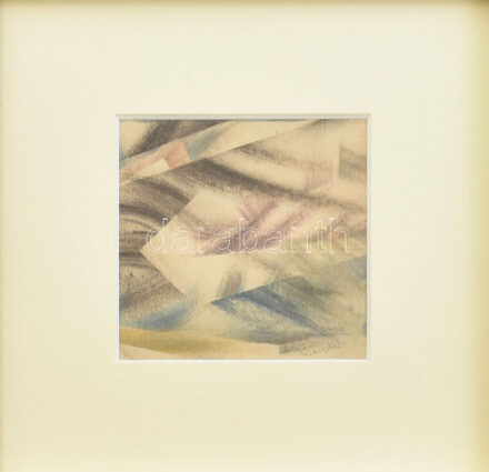 Ruzicskay György (1896-1993): Kompozíció. Vegyes technika, papír, jelzett, üvegezett fakeretben, 9,5x9,5 cm