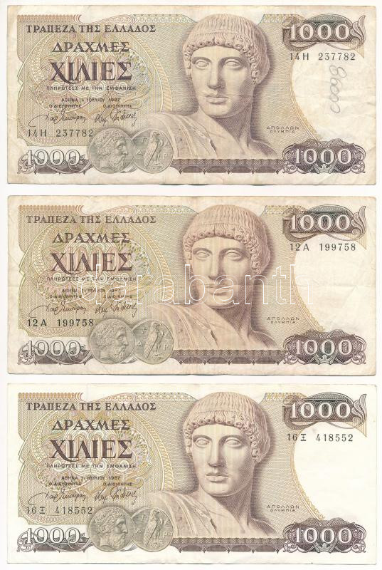 Görögország 1987. 1000Dr (3x) T:III Greece 1987. 1000 Drachmai (3x) C:F Krause P#202