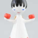 Hollóházi porcelán angyalka. Kézzel festett, jelzett, hibátlan, m: 8,5 cm