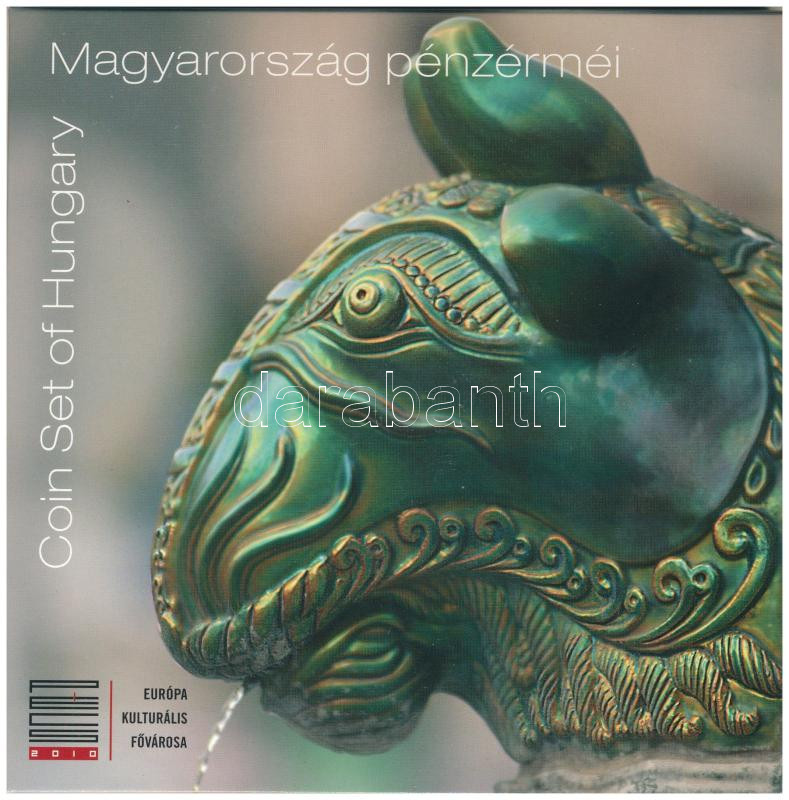 2010. 5Ft-200Ft (6xklf) forgalmi sor szettben + 'Pécs 2010 - Európa Kulturális Fővárosa' Ag emlékérem, belső borító ragasztása minimálisan elengedett (10g/0.999/27mm) T:BU,PP patina Adamo FO44.4