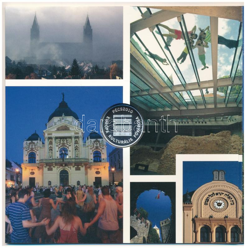 2010. 5Ft-200Ft (6xklf) forgalmi sor szettben + 'Pécs 2010 - Európa Kulturális Fővárosa' Ag emlékérem, belső borító ragasztása minimálisan elengedett (10g/0.999/27mm) T:BU,PP patina Adamo FO44.4 - Image 3