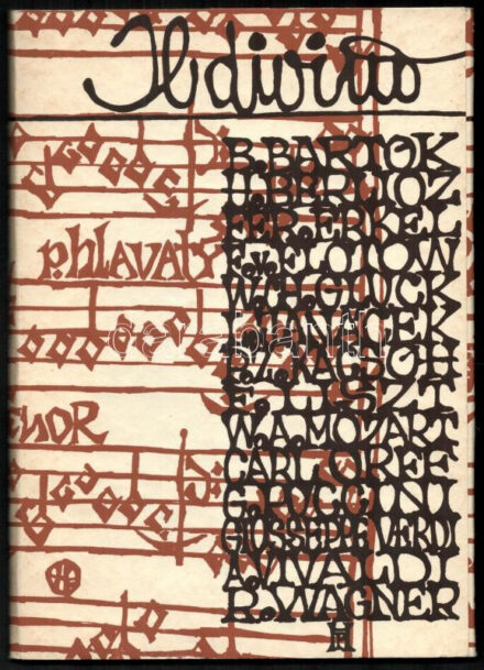 Pavel Hlavaty: Il divino Bartók Béla és más zeneszerzők és műveik allegóriája 14 db rézkarc, jelzett, mappában 39/100 sorszámozott, jelzett. 15x10 cm