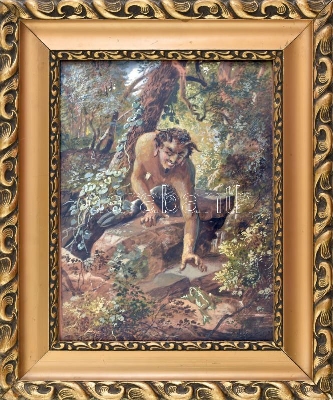 Novák 1925 jelezéssel: Ördög. Akvarell, papír 23x31 cm Dekoratív keretben