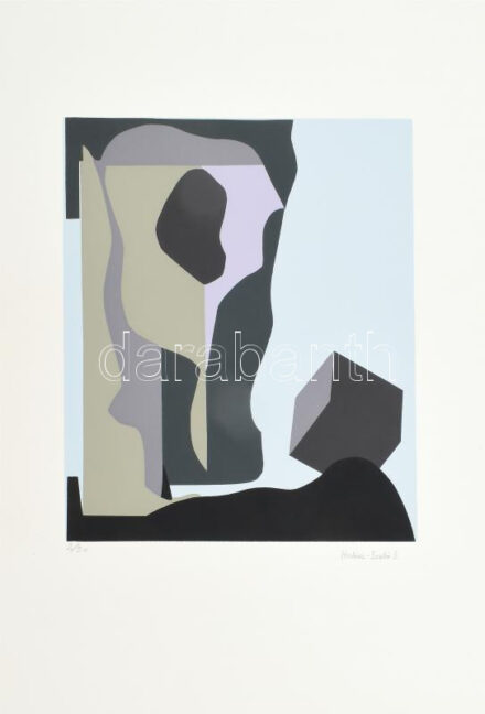 Halász Szabó Sándor (1920-1997): Színes formák. Szitanyomat, papír, jelzett, sorszámozott (2/30). 31,5x26 cm. Az olasz Művészeti Szervezet tiszteletbeli tagja volt. 1944 óta kiállító művész. Több európai városban