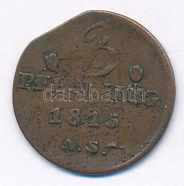 Német Államok / Rostock 1815AS 3pf Cu T:3 lapkavég German States / Rostock 1815AS 3 Pfenning Cu C:F planchet edge Krause KM# 136