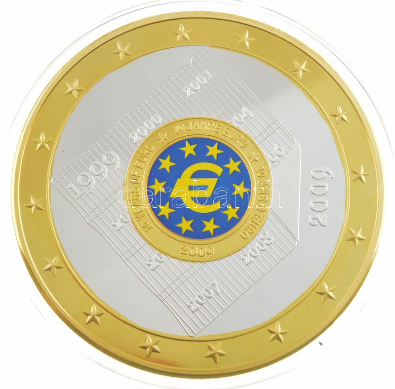 2009. 'Euró óriások / 10 éves az Euró' aranyozott, ezüstözött, részben multicolor fém emlékérem tanúsítvánnyal T:PP