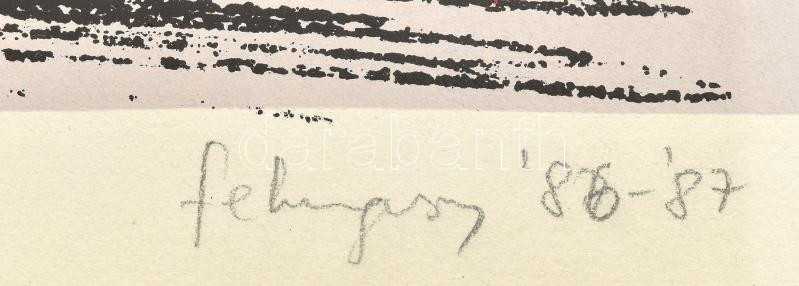 feLugossy László (1947-): Nyersangyal, 1986-87. Szitanyomat, papír. Jelzett, számozott: 4/30. Hátoldalán Art1érai Galéria Szentendre és MNG kiviteli engedély pecséttel. Üvegezett fakeretben. 55x40 cm. - Image 2