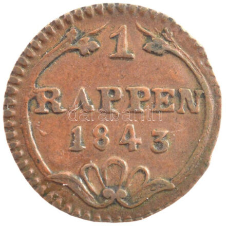 Svájc 1843. 1r Cu T:2 Switzerland 1843. 1 Rappen Cu C:XF Krause KM# 65